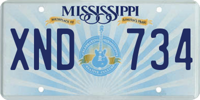 MS license plate XND734