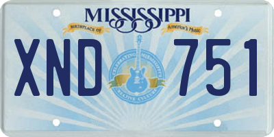 MS license plate XND751