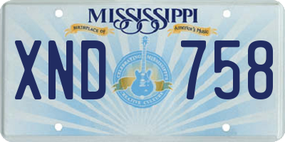 MS license plate XND758