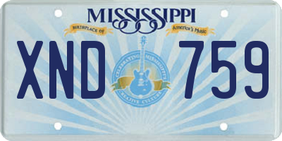 MS license plate XND759