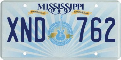 MS license plate XND762