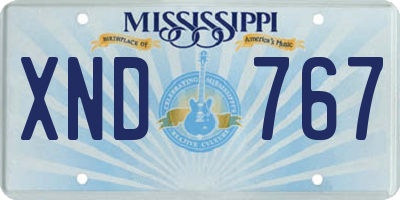 MS license plate XND767
