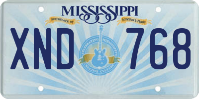 MS license plate XND768