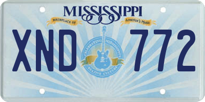 MS license plate XND772