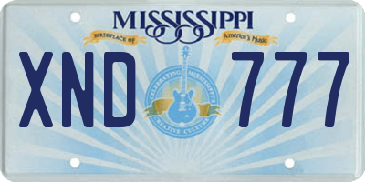 MS license plate XND777