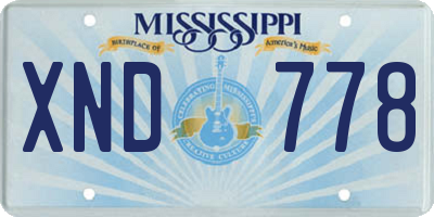 MS license plate XND778
