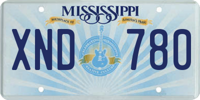 MS license plate XND780