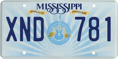 MS license plate XND781