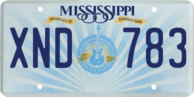 MS license plate XND783