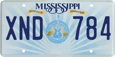 MS license plate XND784