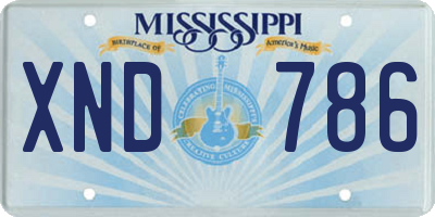 MS license plate XND786