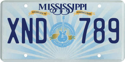 MS license plate XND789