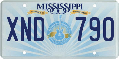 MS license plate XND790