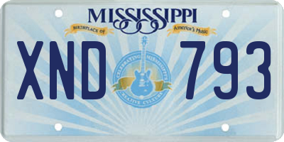 MS license plate XND793