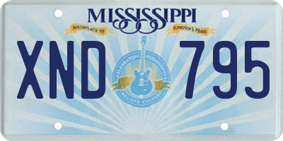 MS license plate XND795