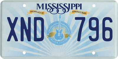 MS license plate XND796