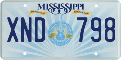 MS license plate XND798