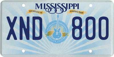 MS license plate XND800