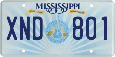 MS license plate XND801