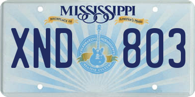 MS license plate XND803