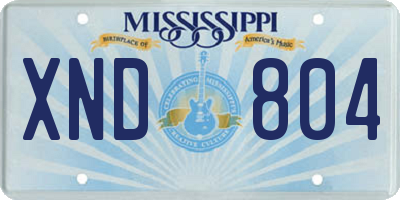 MS license plate XND804
