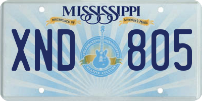 MS license plate XND805