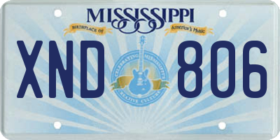 MS license plate XND806