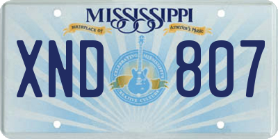 MS license plate XND807