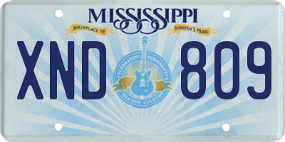 MS license plate XND809
