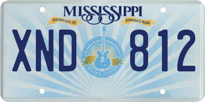 MS license plate XND812