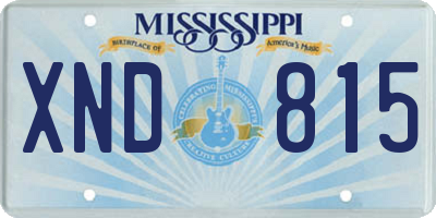 MS license plate XND815