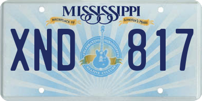 MS license plate XND817