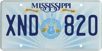 MS license plate XND820