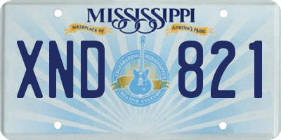 MS license plate XND821