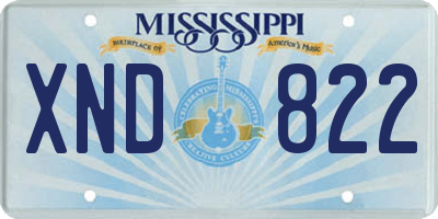 MS license plate XND822