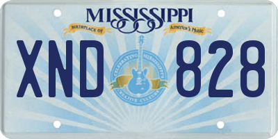 MS license plate XND828