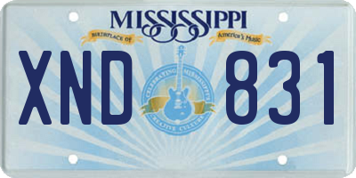 MS license plate XND831