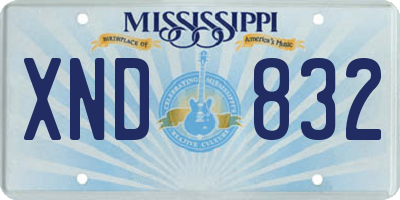 MS license plate XND832