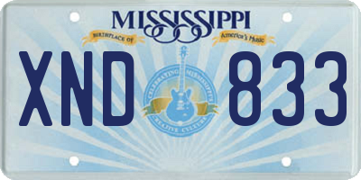 MS license plate XND833