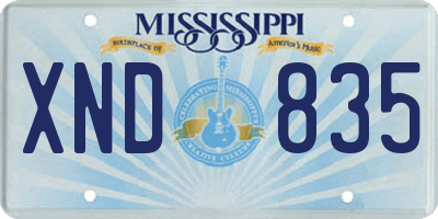 MS license plate XND835