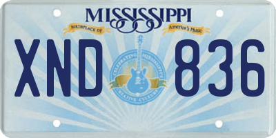 MS license plate XND836