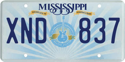 MS license plate XND837