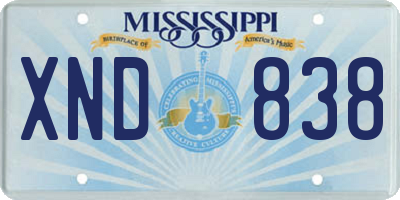 MS license plate XND838