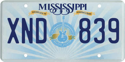 MS license plate XND839