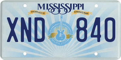 MS license plate XND840