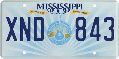 MS license plate XND843