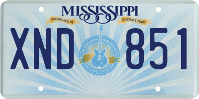 MS license plate XND851