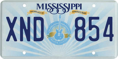 MS license plate XND854