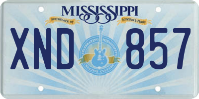 MS license plate XND857
