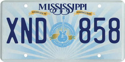 MS license plate XND858
